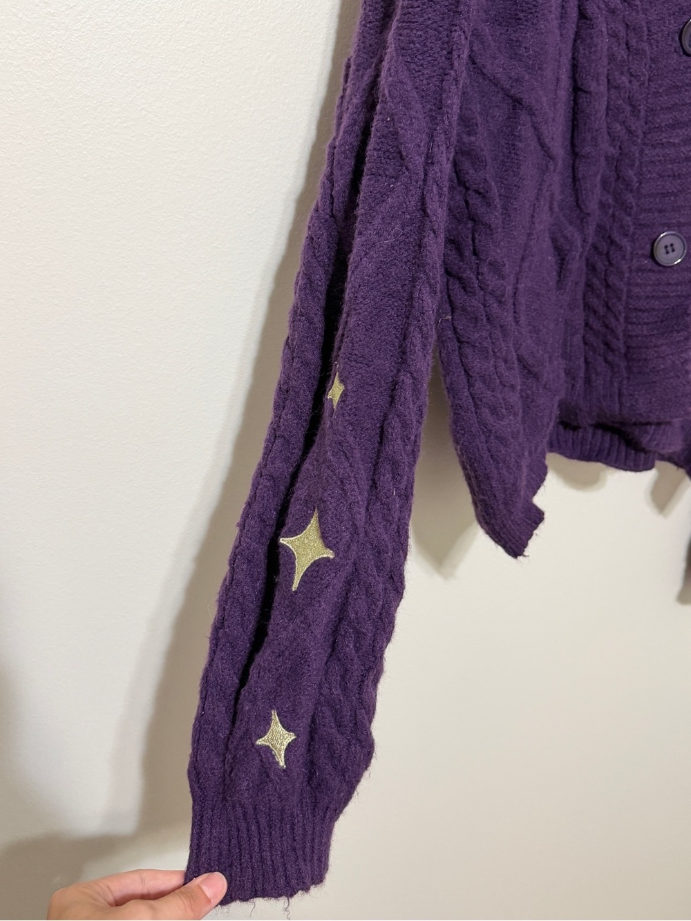 Taylor Swift Speak Now Cardigan Size XL 2X Purple Stars Sweater Taylors Version - Picture 7 of 10